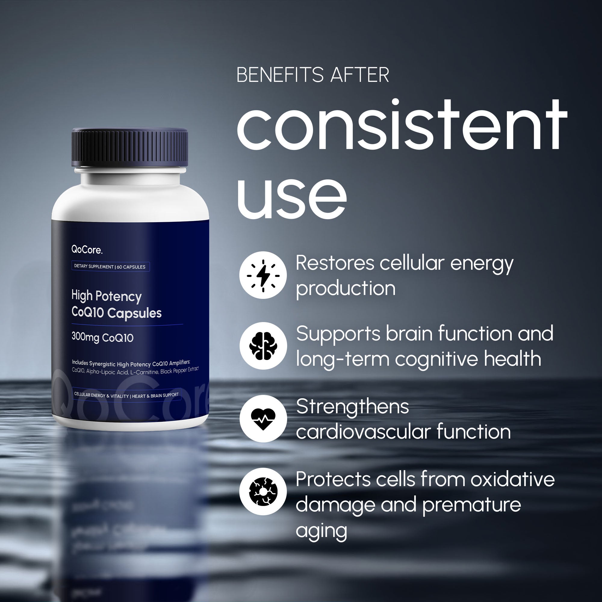 High Potency CoQ10 Capsules | 300mg CoQ10 + High Potency Amplifiers